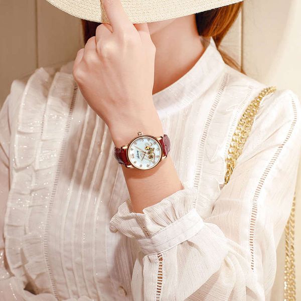 

2020 new brand watch women's ailang automatic mechanical watch women's watch fashion trend waterproof belt, Slivery;brown