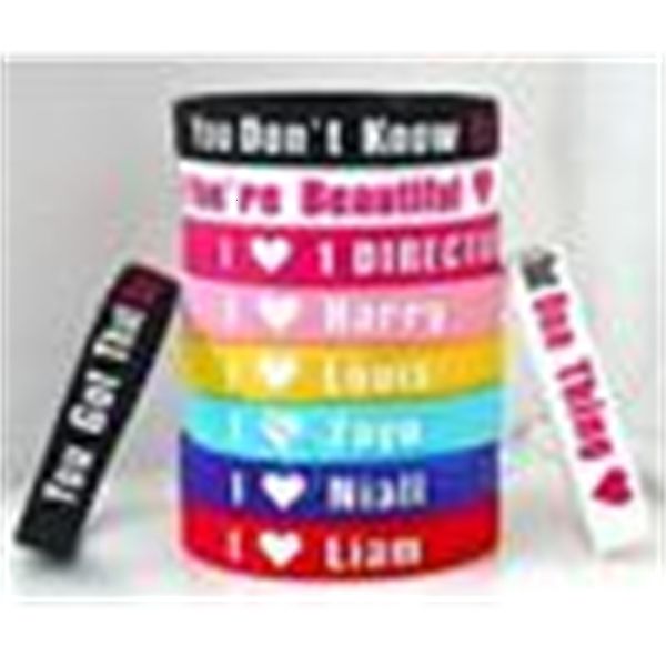 

silicone one new 30pcs direction i love wristband / bracelet wrist band bracelets 414, Silver