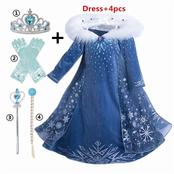

new dress for girls princess halloween cosplay costume full sleeve winter snow children clothing 4- kids vestidos lj200923, Red;yellow