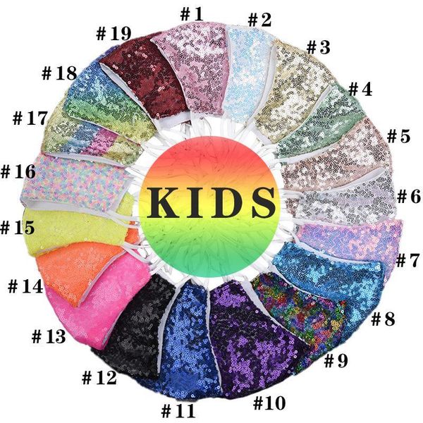 

3d kids 19colors washable reusable popular mask bling with pm2.5 filter sequins shiny face cover children mount designer
