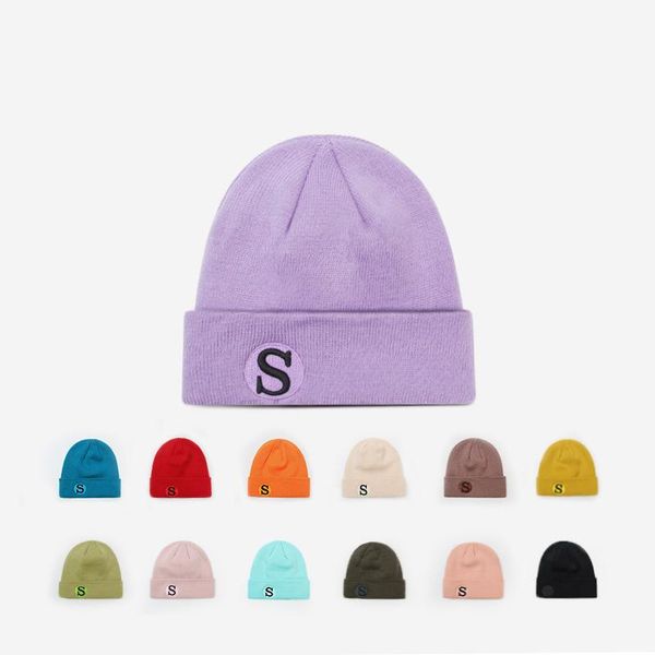 

new hat s письмо вышивка вязаная шляпа женская корейский повседневный хип-хоп вязаные шерстяные шапки крутые девушки зимние шляпы
