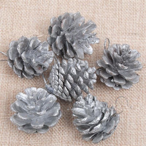 

6шт сумка деревянные золотые серебряные сосновые конус рождественские украшения елочные висит украшения украшения сосны шишки jllbck