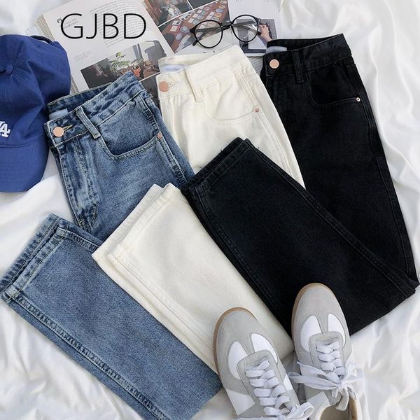 

gjbd indie women's jeans 2021 spring new y2k streetwear high waist ninth trouser retro classic leisure e girl straight pants, Blue