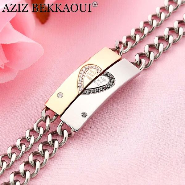 

charm bracelets engrave name stainless steel couple & bangles wish love and happiness heart for women men lovers' jewelry, Golden;silver