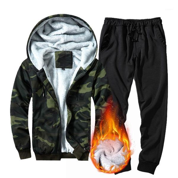 

2019 camouflage hoodies men autumn sudadera hombre winter casual warm hoodie streetwear slim sweatshirts + sweatpants tracksuits1, Black