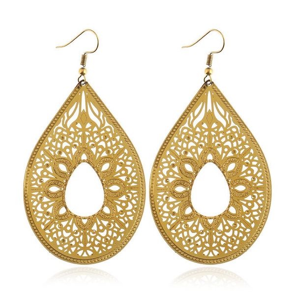 

dangle & chandelier simple korean water drop fashion computer tablet earring for women gold blue rainbow color hollow ear accessory wholesal, Silver