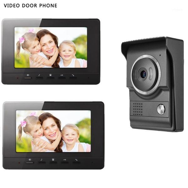 

video door phones home security phone intercom systerm 7''tft lcd screen two monitor wire doorphone for villa night vision camera1