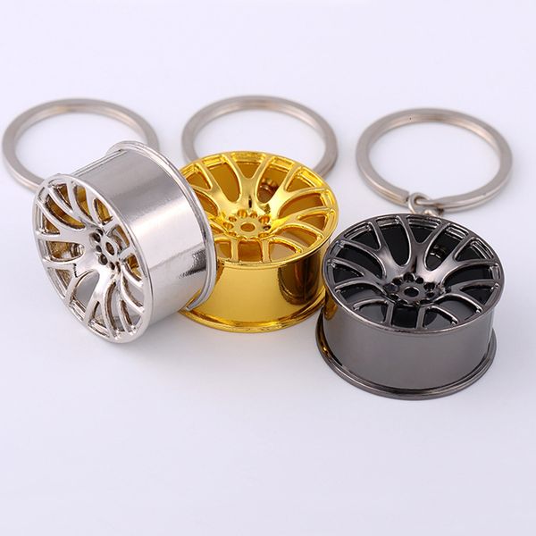 

sports 3 colors metal hub keyrings auto cars wheel key rings keychain silver gold fashion jewelry pendant hangs