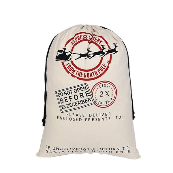 

1pc christmas gift santa sacks drawstring canvas santa sack xmas canvas bag big claus gift bag no.1