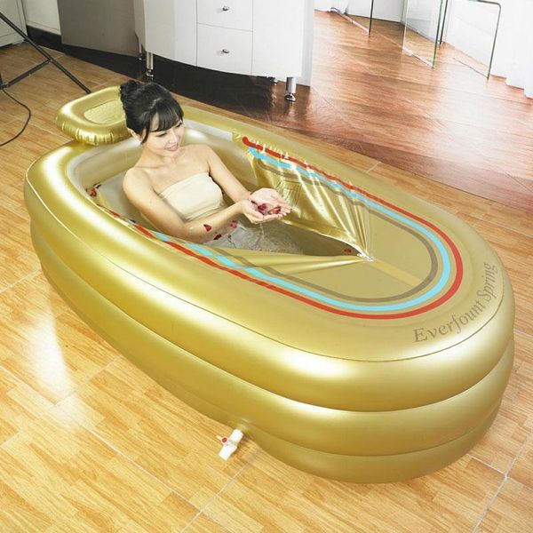 

bathing tubs & seats extra large inflatable bathtub thicken folding home spa plastic insulation with cushion+electric pump1