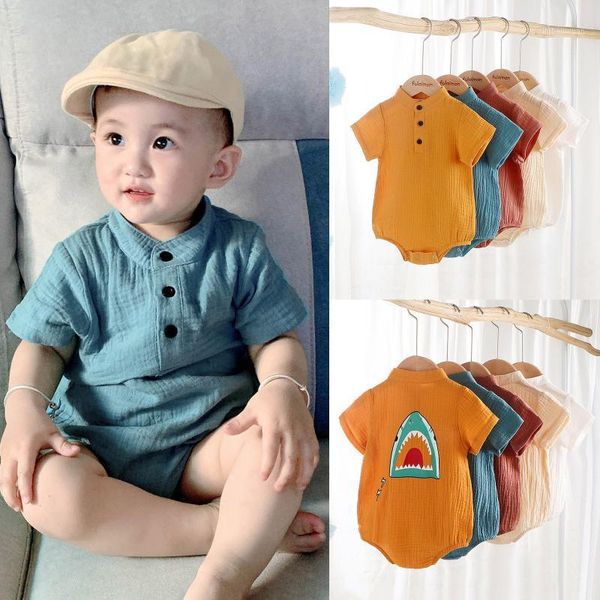 

4# infant baby boys girls short sleeve cartoon printed romper bodysuit cotton baby clothing one piece summer clothes1, Blue