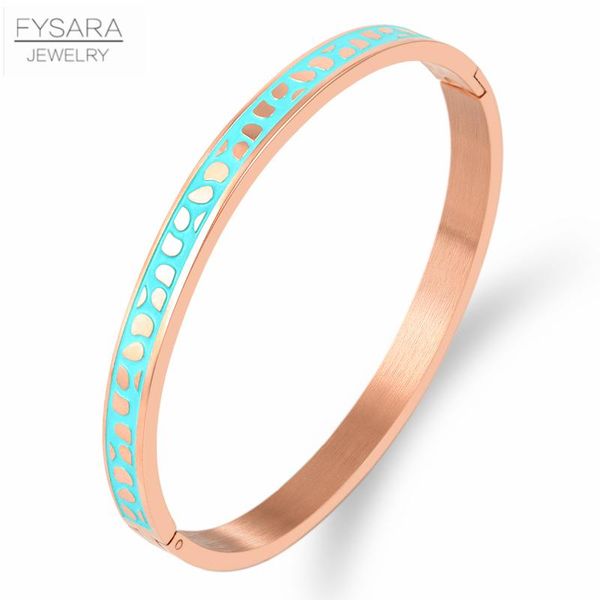 

fysara geometry jewelry black blue enamel bangles bracelets for women charm bangles stainless steel rose gold color bangles sqcufy