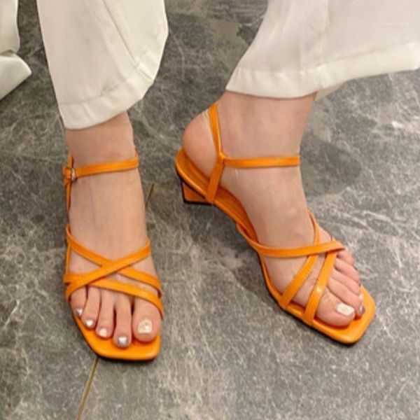 

2021 summer open toe block heels female sandal comfort shoes for women buckle strap peep chunky girls high low fashion new clear1, Black