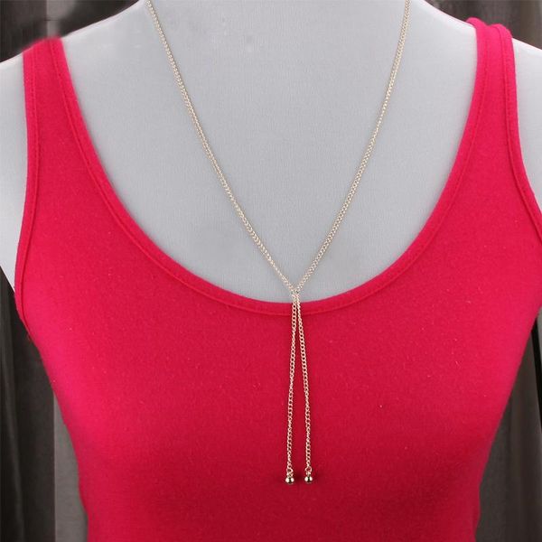 

pendant necklaces women trendy simple tiny golden copper long tassels ball beads pendants lady chokers sweater neck chains gifts jewelry, Silver