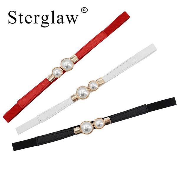 

65x1.5cm new brand female leather lady waistbands gold metal hasp pearl buckle red patent leather belts for women thin belt f131, Black;brown