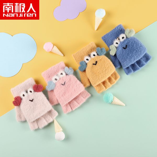 

antarctic children's half finger gloves warm and plush in winter