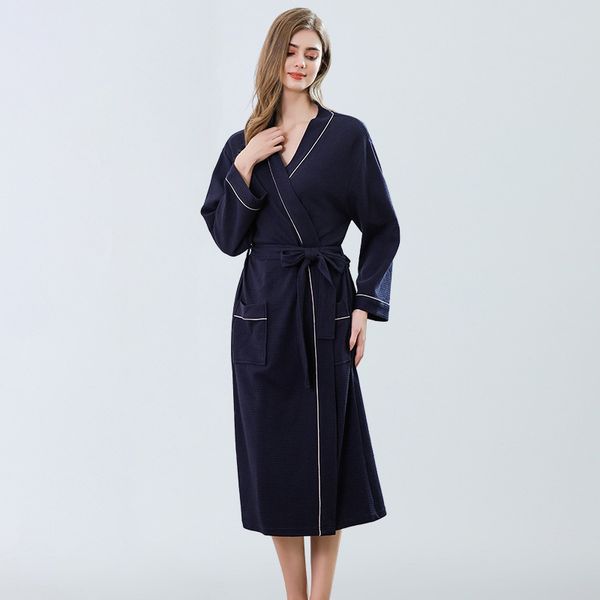 

2021 new women's autumn spring bath robes slim solid ladies elegant v neck long sleeve with sashes nightdress sleepwear uq7o, Black;red