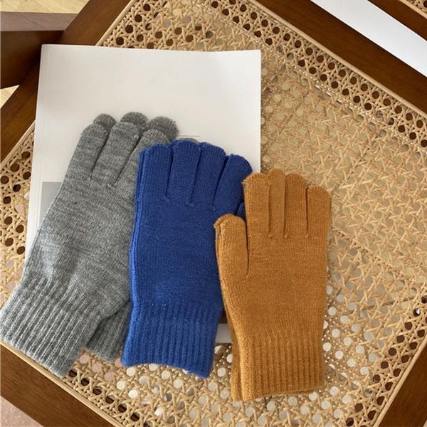 

унисекс зимний вязкий сенсорный экран перчатки простой яркий сплошной цвет ветрозащитный растягивающиеся варежки ручной работы, Blue;gray