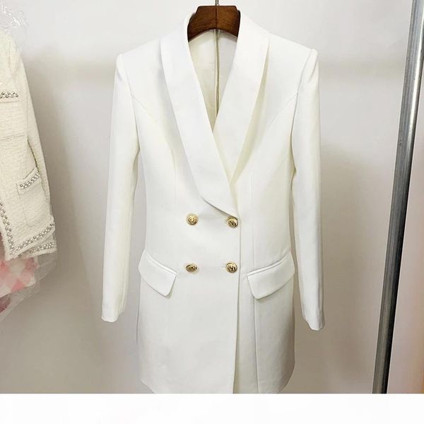 

european and american autumn and winter office lady high-quality double-breasted slim suit dress, Black