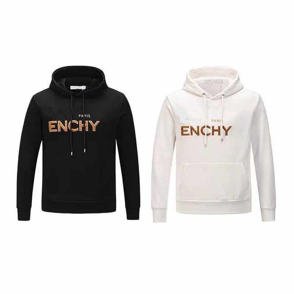 

2020 fashion designer clothing letter embroidery pure cotton men and women pullover hoodie sweater, Black