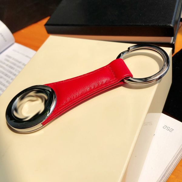 

men's key rings red leather steel brand letter logo luxury jewelry wholesale valentine's day gifts, Slivery;golden