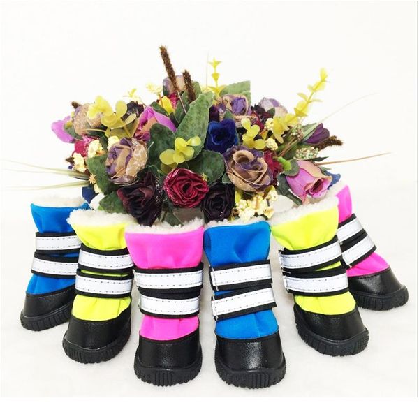 

reflective 4pcs/set waterproof anti-slip pet shoes for small dogs cats chihuahua yorkie thick snow dog boo wmtdaz