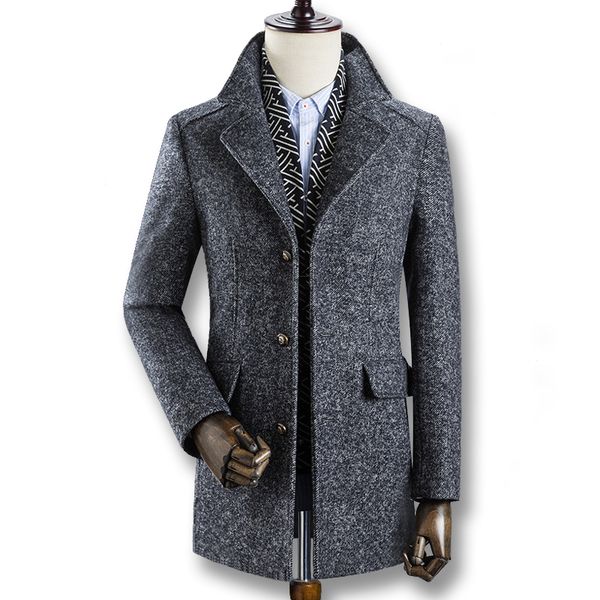 

2021 new male casual mode slim fit size big dress men's winter gross wool coats mixed parkes jbmq, Black