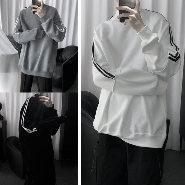 

plush half high collar for male winter students korean loose fashion versatile sports crew neck pullover men's sweater, Gray