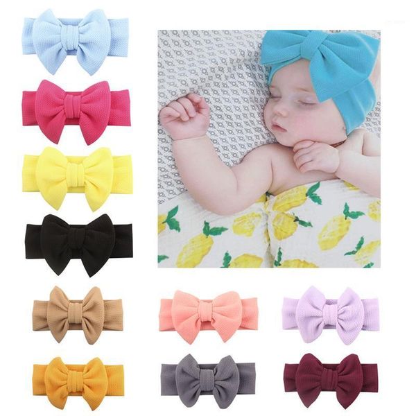 

balleenshiny soft newborn baby bowknot headband ears pure color head band kids headwear accessories1, Slivery;white
