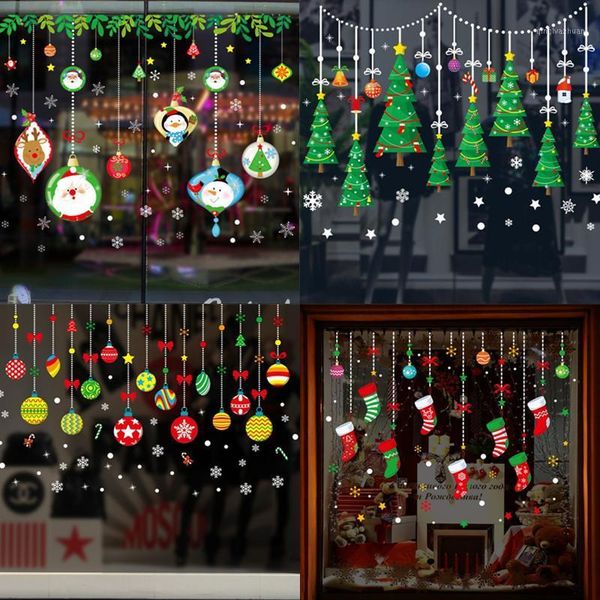 

christmas decoration merry christmas decorations for home santa claus deer wall window stickers navidad 2020 kerst new year 20211