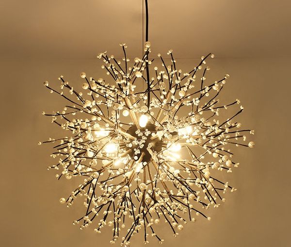 Nordic artístico LED Orb Sphere Lâmpadas Chandelier Fireworks Aclic Dandelion Interior Designer Decorativo Lustre Suspensão