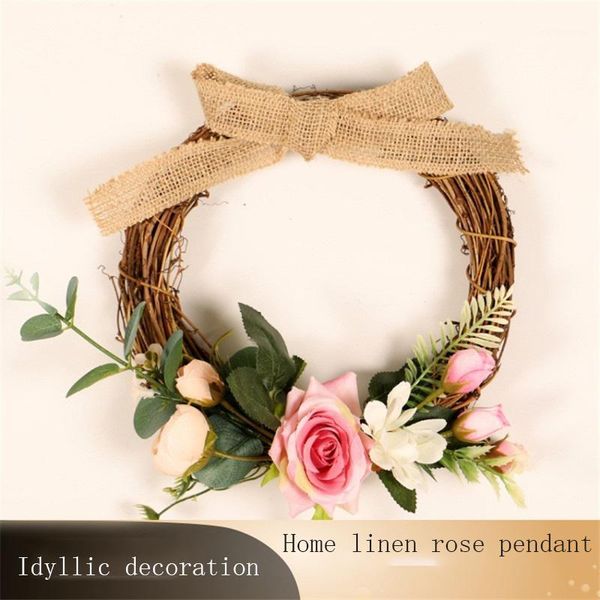 

christmas decorations wedding home decor supplies artificial flowers handmade rattan weaving rose wreaths perfect simulation garland headwea