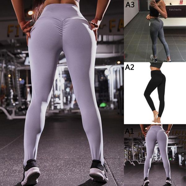 

yoga outfits sports fitness breathable pants women high waist gym trousers scrunch elastic1, White;red