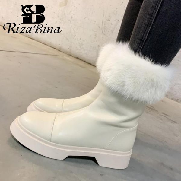

rizabina new women winter snow boots plush fur warm fashion short boots ladies vacation daily footwear size 34-43, Black