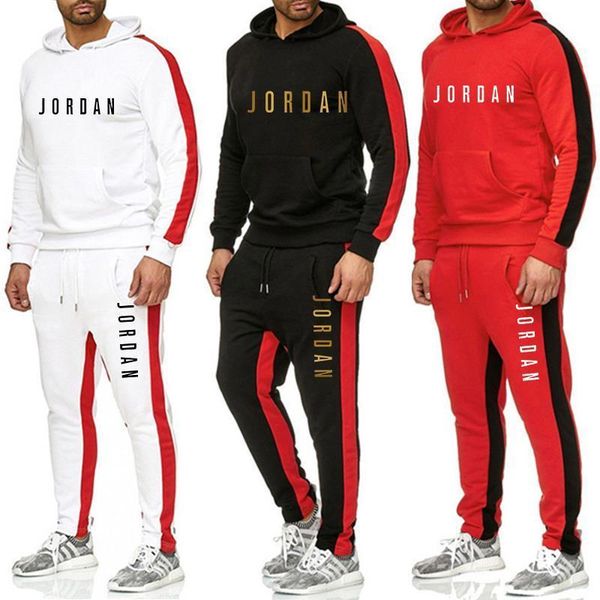 

tracksuit men 2 piece sets 2020 new brand autumn winter print hooded sweatshirt+pants pullover hoodie sportwear suit ropa hombre, Gray