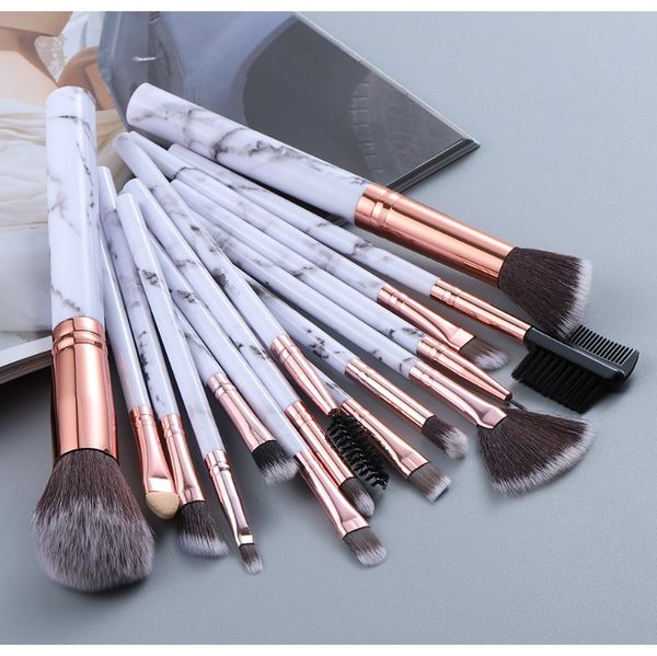 

fld5 15pcs marble makeup brushes set cosmetic powder eyeshadow foundation blush blending beauty make up brush tool kit maquiagem f wmtggs