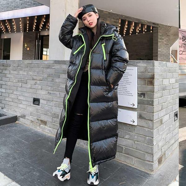 

2019 winter women jacket x-long hooded down cotton coat female winter coat thick warm outwear womens parkas my2181, Black