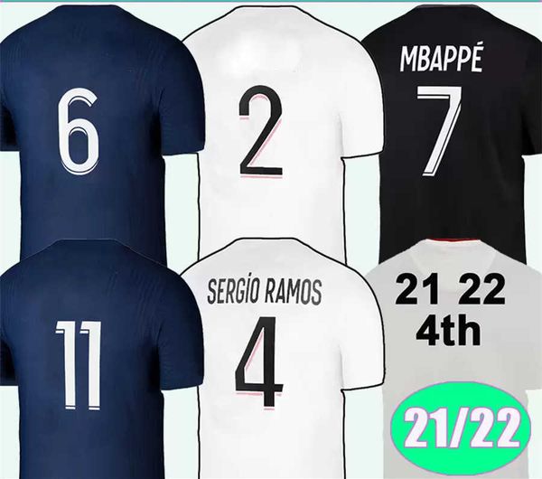 

21 22 mbappe di maria player version mens soccer jerseys verratti kimpembe draxler sergio ramos home blue away football shirts, Black;yellow