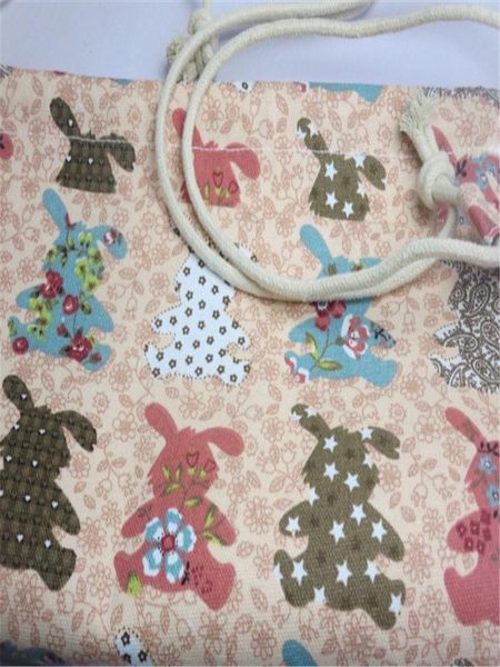 

yile a20 simple fabric bag canvas drawstring travelling backpack student book bag flower bunny yile a20 h jlljld
