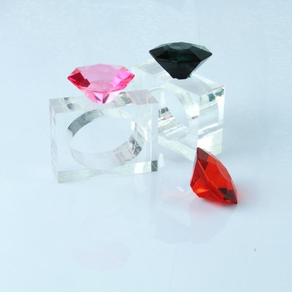 

napkin rings clear square acrylic with diamond ring many colors 4pcs