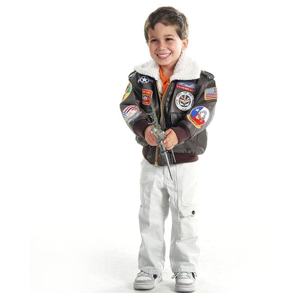 

2-12 years old winter pu leather a2 bomber flight jacket baby girl clothes boy kids girls coat vintage outerwear pilot y200713, Blue