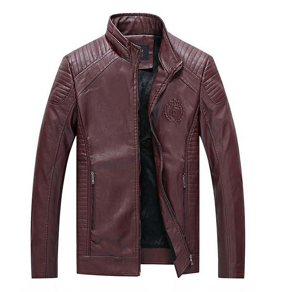 

new 2021 casual mens leather jackets fleece autumn winter pu coat men plus velvet outerwear biker motorcycle male classic jacke, Black;brown