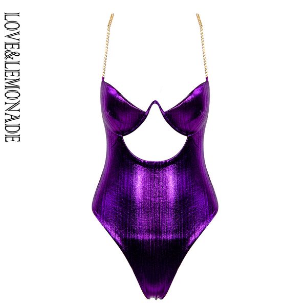 

love&lemonade purple cut out tube straps reflective fabric bodycon bodysuit lm90025 q1118, White