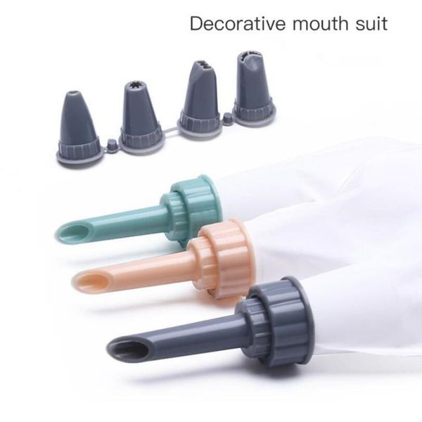 

5pcs/set pp icing piping cream pastry bag 4pcs plastic nozzle set diy cake decorating tips set kitchen accessories