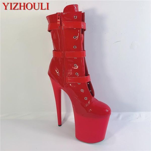 

20cm high heels bridal wedding shoes evening stiletto heel 8in round toe boots high heel dress party ankle boots1, Black