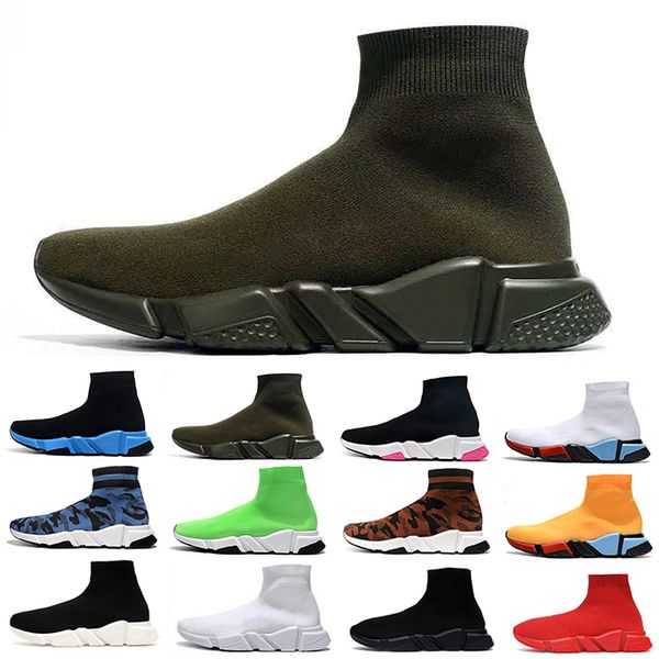 

fashion speed sock shoes trainer men women running shoes lurex knit graffiti camo black red white yellow mens trainers sports sneakers, White;red