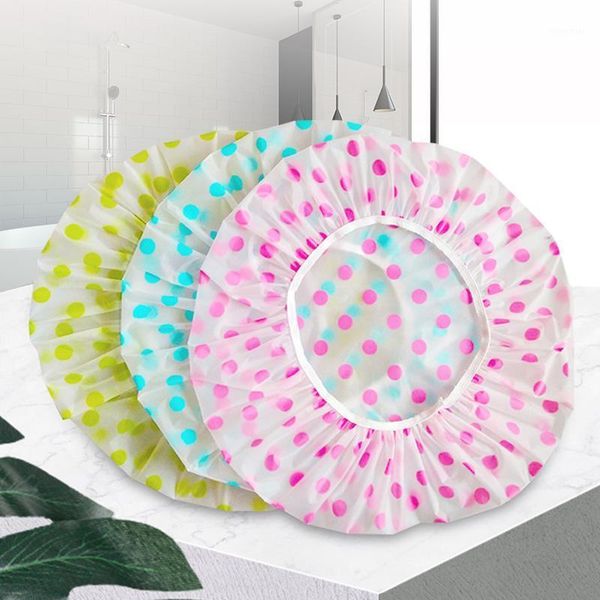

shower caps cap waterproof elastic 1pc female dot thickened women's hair salon bathroom su1