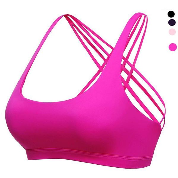

gym clothing sports bra women strappy yoga bras padded fitness running shirt push up brassiere cross back crop sportswear1, White;black
