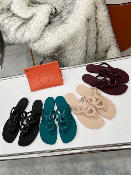 

egerie sandals women summer beach slippers chain flat h jelly one word sandal lady flat silpper luxury slides outdoor shoes flip-flops 01, Black