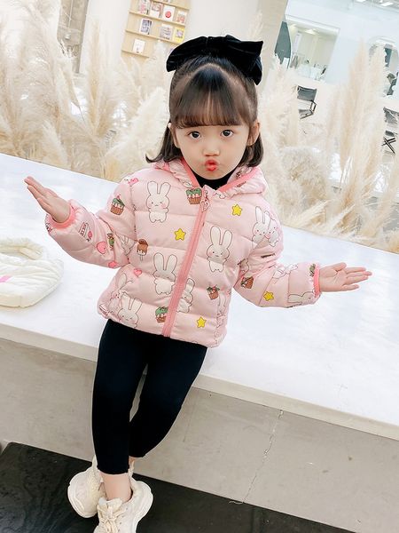 

new plush padded autumn and girls thickened down baby cotton clothes children's new winter foreign style coat in 2021, Blue;gray